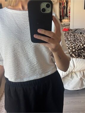 Caution To The Wind White Textured Cropped Top